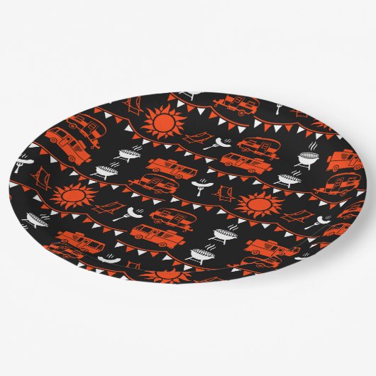 Assiettes En Carton Décor camping Caravan (Angle)