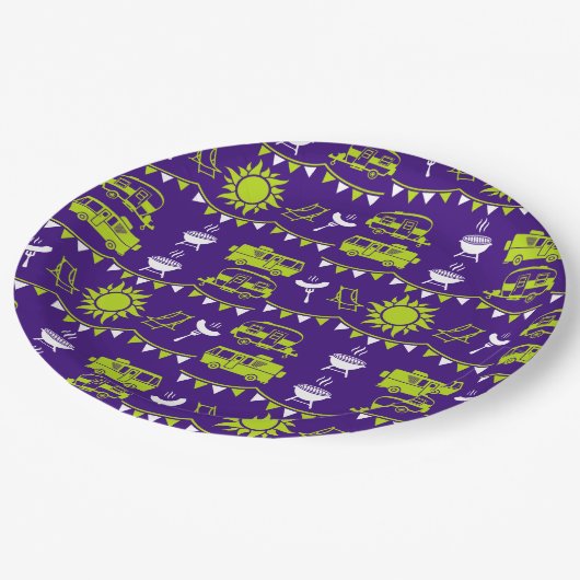 Assiettes En Carton Décor camping Caravan (Angle)