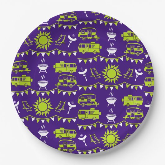 Assiettes En Carton Décor camping Caravan (Devant)