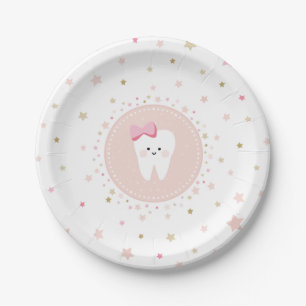 Assiettes En Carton Décor de fête blanc First Tooth.Assiette en Papi