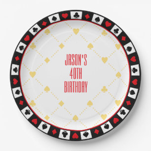 Assiettes En Carton Décor de fête Casino Personnalisé, Poker Jouer Car
