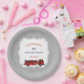 Assiettes En Carton Décor de fête d'anniversaire de camion-feu, thème (Fête)