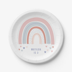 Assiettes En Carton Décor de fête d'anniversaire en arc-en-ciel dans l
