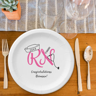 Assiettes En Carton Décor de la fête de remise des diplômes RN, argent