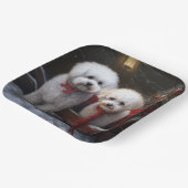 Assiettes En Carton Décor de Noël Bichon Frise Snowy Sleigh (Angulaire)