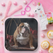 Assiettes En Carton Décor de Noël Bulldog Snowy Sleigh (Fête)