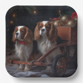 Assiettes En Carton Décor de Noël Cavalier King Snowy Sleigh (Recto)