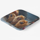 Assiettes En Carton Décor de Noël Chow Chow Snowy Sleigh (Angulaire)