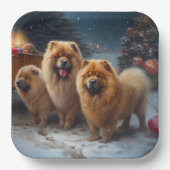 Assiettes En Carton Décor de Noël Chow Chow Snowy Sleigh (Recto)
