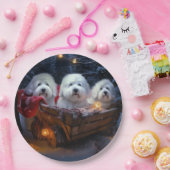 Assiettes En Carton Décor de Noël Coton De Tulear Snowy Sleigh (Fête)