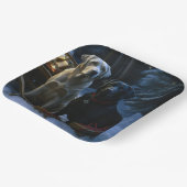 Assiettes En Carton Décor de Noël de Labrador Snowy Sleigh (Angulaire)