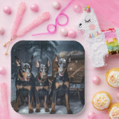 Assiettes En Carton Décor de Noël Doberman Snowy Sleigh (Fête)