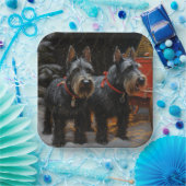 Assiettes En Carton Décor de Noël écossais Terrier Snowy Sleigh (Fête)