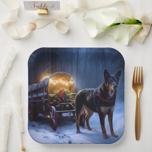 Assiettes En Carton Décor de Noël Kelpie Snowy Sleigh (Mariage)
