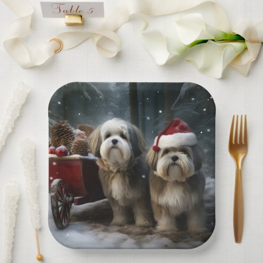 Assiettes En Carton Décor de Noël Malti tzu Snowy Sleigh (Mariage)