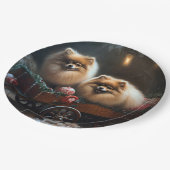 Assiettes En Carton Décor de Noël Poméranien Snowy Sleigh (Angle)