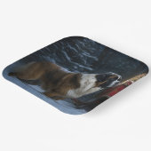 Assiettes En Carton Décor de Noël Saint Bernard Snowy Sleigh (Angulaire)