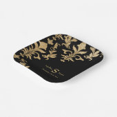 Assiettes En Carton Décor de réception moderne Black Gold Mariage dama (Angulaire)