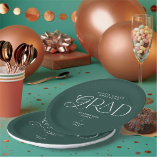 Assiettes En Carton Décor de soirée typographie moderne vert foncé