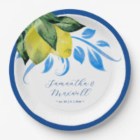 Décor de table Mariage citron méditerranéen Bleu