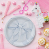 Assiettes En Carton Décor Elégant Bow Bleu Dusty (Fête)