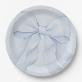 Assiettes En Carton Décor Elégant Bow Bleu Dusty (Devant)