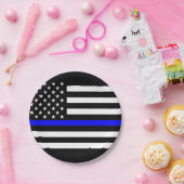 Assiettes En Carton Décor mince américain de graphique de Blue Line (Fête)