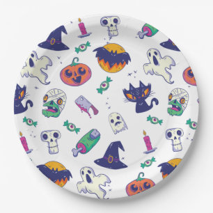 Assiettes En Carton Décor motif d'Halloween