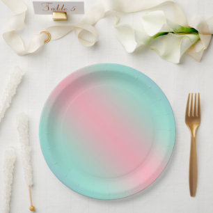 Assiettes En Carton Décor vert clair à la menthe rose pastel moderne
