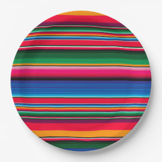 Assiettes En Carton Décoration de fête colorée de serape mexicaine