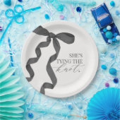 Assiettes En Carton Décoration de la fête prénuptiale Black Bow Tying (Fête)