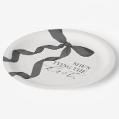 Assiettes En Carton Décoration de la fête prénuptiale Black Bow Tying (Angle)