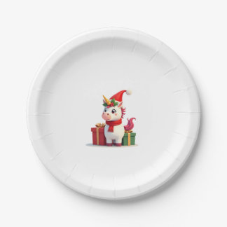 Assiettes En Carton Décoration de Noël Licorne Santa Licorne Noël T-