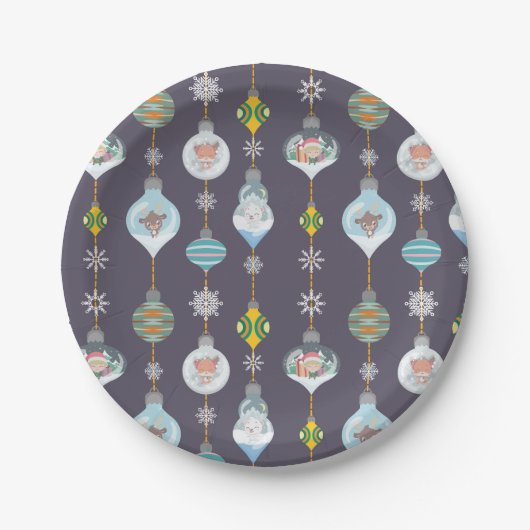 Assiettes En Carton Décorations de l'ours polaire renard renne de Noël (Devant)