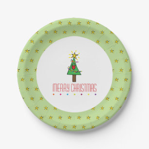 Assiettes En Carton Décorations de sapin de Noël en guirlande lumineus
