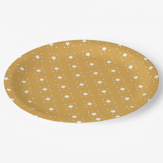 Assiettes En Carton Decorative Stars on Gold Background (Angle)