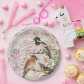 Assiettes En Carton Découpage de l'Ephémère d'oiseaux vintages (Fête)