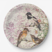 Assiettes En Carton Découpage de l'Ephémère d'oiseaux vintages (Devant)