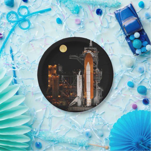 Assiettes En Carton Découverte de navette spatiale et lune (Fête)