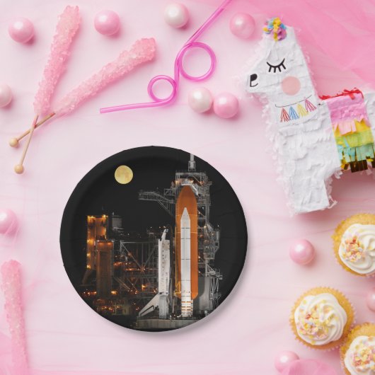 Assiettes En Carton Découverte de navette spatiale et lune (Fête)