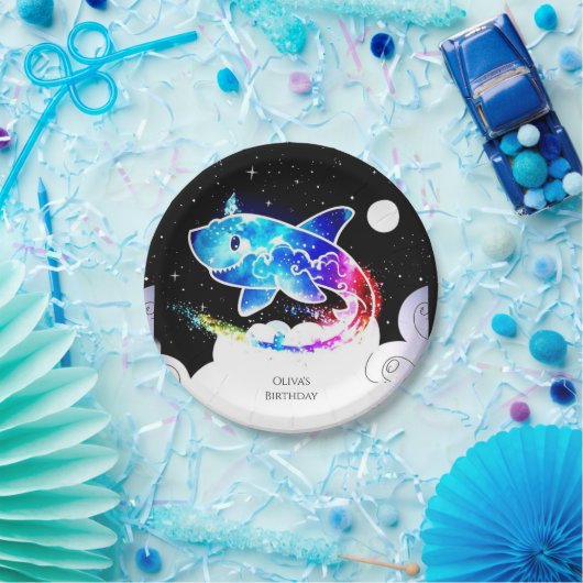 Assiettes En Carton Deepsea Magic Simple Shark Anniversaire (Fête)
