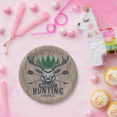 Assiettes En Carton Deer Elk Hunter AJOUTER NOM Bow Hunter Lodge Cabin (Fête)