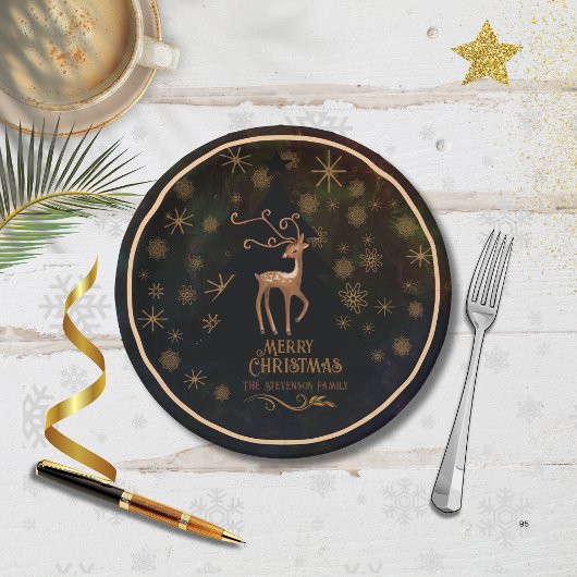 Assiettes En Carton Deer & Joyeux Noël Dîner jetable