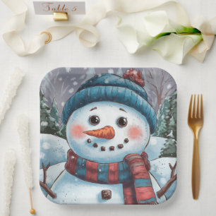 Assiettes En Carton Dégivrer la plaque de papier Snowman