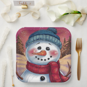 Assiettes En Carton Dégivrer la plaque de papier Snowman