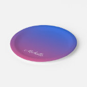 Assiettes En Carton dégradé bleu et rose foncé personnalisé (Angle)