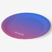 Assiettes En Carton dégradé bleu et rose foncé personnalisé (Angle)