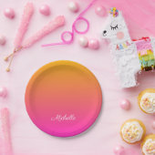 Assiettes En Carton dégradé jaune et rose ombre (Fête)