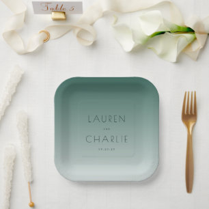 Assiettes En Carton Dégradé minimaliste sarcelle serein