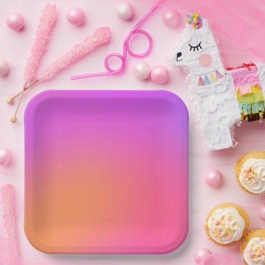 Assiettes En Carton Dégradé tropical (Fête)